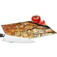 KitchenYeah Glazen Snijplank - 28x20 - Boom - Herfstbladeren - Seizoenen - Landelijk - Snijplanken Glas