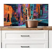 KitchenYeah Spatscherm keuken 100x50 cm - Kookplaat achterwand Abstract - Figuren - Kleurrijk - Muurbeschermer - Spatwand fornuis - Hoogwaardig aluminium