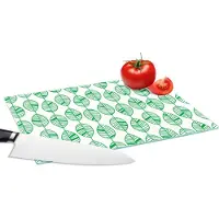 KitchenYeah Glazen Snijplank - 28x20 - Patroon - Blad - Groen - Snijplanken Glas