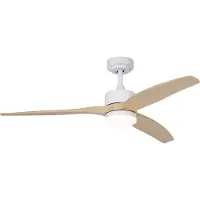 QAZQA Smart plafondventilator wit met hout print 132cm incl. LED dimbaar met afstandsbediening - Joly