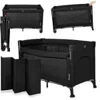 Lionelo Ellen Reisbedje 3 in 1 – Aanschuifbedje, Baby- & Peuterbed - Co-Sleeper -– Campingbed – 2 Matrasposities – Opvouwbaar – Wieltjes met Rem – Inclusief Draagtas – Tot 15 kg