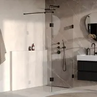 Brauer Void profielloze inloopdouche 90cm met 40cm zijwand zwart mat