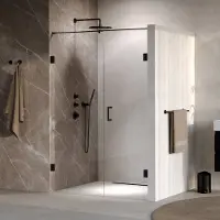 Brauer Void profielloze nisdeur 140cm met draaideur 70cm aan muur zwart mat