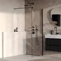 Brauer Oblivion inloopdouche helder glas 80cm zwart mat