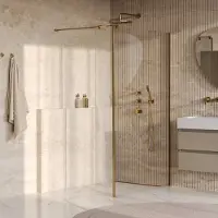 Brauer Oblivion inloopdouche helder glas 110cm met 30cm zijwand messing geborsteld PVD