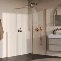 Brauer Oblivion inloopdouche helder glas 100cm met 30cm zijwand koper geborsteld PVD