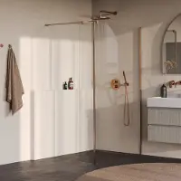 Brauer Oblivion inloopdouche helder glas 110cm met 40cm zijwand koper geborsteld PVD
