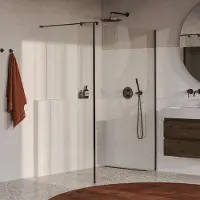 Brauer Oblivion inloopdouche helder glas 140cm met 40cm zijwand gunmetal geborsteld PVD