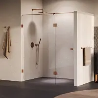 Brauer Void Carving profielloze nisdeur 180cm met draaideur 70cm aan glas koper geborsteld PVD
