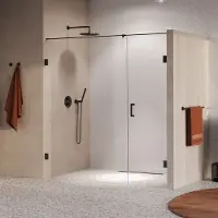 Brauer Void profielloze nisdeur 190cm met draaideur 70cm aan muur gunmetal geborsteld PVD