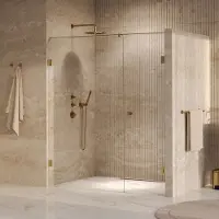 Brauer Void Carving profielloze nisdeur 180cm met draaideur 70cm aan muur messing geborsteld PVD