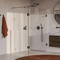 Brauer Void profielloze inloopdouche 140cm met 30cm zijwand gunmetal geborsteld PVD