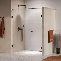 Brauer Void Carving profielloze nisdeur 150cm met draaideur 70cm aan muur gunmetal geborsteld PVD