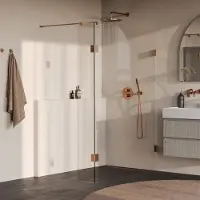Brauer Void profielloze inloopdouche 140cm met 30cm zijwand koper geborsteld PVD