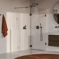 Brauer Void profielloze inloopdouche 120cm met 30cm zijwand gunmetal geborsteld PVD