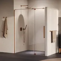 Brauer Stellar nisdeur met vaste wand 148.5-160cm koper geborsteld PVD