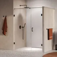 Brauer Void profielloze nisdeur 150cm met draaideur 70cm aan muur gunmetal geborsteld PVD