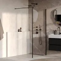 Brauer Oblivion inloopdouche helder glas 100cm met 30cm zijwand zwart mat