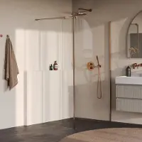 Brauer Oblivion inloopdouche helder glas 110cm met 30cm zijwand koper geborsteld PVD