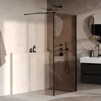 Brauer Oblivion inloopdouche bronsglas 120cm met 30cm zijwand zwart mat