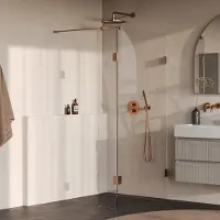 Brauer Void profielloze inloopdouche 90cm met 30cm zijwand koper geborsteld PVD