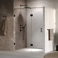 Brauer Void profielloze nisdeur 160cm met draaideur 70cm aan glas zwart mat