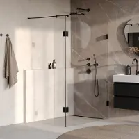 Brauer Void profielloze inloopdouche 140cm met 40cm zijwand zwart mat