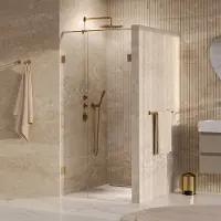 Brauer Void profielloze nisdeur 100cm met draaideur 60cm aan muur messing geborsteld PVD