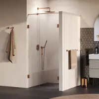 Brauer Void profielloze nisdeur 100cm met draaideur 60cm aan muur koper geborsteld PVD
