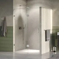 Brauer Void profielloze nisdeur 140cm met draaideur 70cm aan glas RVS geborsteld PVD
