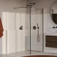 Brauer Oblivion inloopdouche helder glas 100cm met 40cm zijwand gunmetal geborsteld PVD