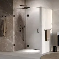 Brauer Void profielloze nisdeur 130cm met draaideur 60cm aan glas zwart mat