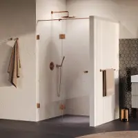 Brauer Void Carving profielloze nisdeur 120cm met draaideur 60cm aan glas koper geborsteld PVD