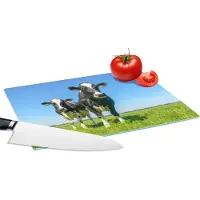 KitchenYeah Glazen Snijplank - 28x20 - Koeien - Weiland - Gras - Dieren - Boerderij - Snijplanken Glas