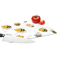KitchenYeah Glazen Snijplank - 28x20 - Bijen - Patronen - Kawaii - Snijplanken Glas