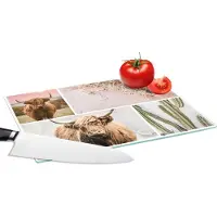 KitchenYeah Glazen Snijplank - 28x20 - Schotse hooglander - Dieren - Pastel - Snijplanken Glas