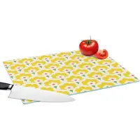 KitchenYeah Glazen Snijplank - 39x28 - Design - Retro - Seventies - Geel - Snijplanken Glas