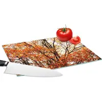 KitchenYeah Glazen Snijplank - 28x20 - Bos - Herfst - Seizoenen - Snijplanken Glas
