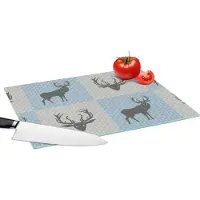 KitchenYeah Glazen Snijplank - 39x28 - Hert - Stippen - Blauw - Snijplanken Glas