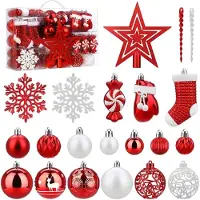 BOG 128 Rode Onbreekbare Kerstballen - Glanzende - Matte En Glitter Decoraties Voor Feestelijke Kerstversiering