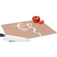 KitchenYeah Glazen Snijplank - 39x28 - Vrouw - Gezicht - Abstract - Snijplanken Glas