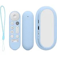Kwmobile hoes voor afstandsbediening en streamingapparaat - Beschermcase geschikt voor Google TV Streamer 4K - Van silicone in lichtblauw