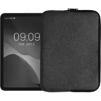 Kwmobile universele tablet hoes geschikt voor 9,7"-11" Tablet hoesje - Stoffen cover voor tablets 25,6 x 18,1 cm - Tablet sleeve met rits - In donkergrijs
