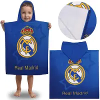 Sarcia.eu Real Madrid Kinderzwemhanddoek, SNELDROGENDE poncho met capuchon voor kinderen 55x110 cm OEKO-TEX