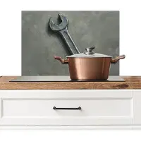 KitchenYeah Spatscherm keuken 70x50 cm - Kookplaat achterwand Steeksleutel - Schilderij - Gereedschap - Verf - Muurbeschermer - Spatwand fornuis - Hoogwaardig aluminium