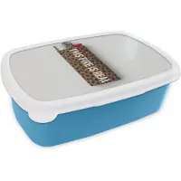MuchoWow Broodtrommel Blauw - Lunchbox Aansteker - Quote - Panterprint - Brooddoos 18x12x6 cm - Brood lunch box - Broodtrommels voor kinderen en volwassenen