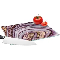 KitchenYeah Glazen Snijplank - 28x20 - Marmer - Roze - Goud - Glitter - Marmerlook - Luxe - Snijplanken Glas