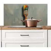 KitchenYeah Spatscherm keuken 100x50 cm - Kookplaat achterwand Verf - Kwast - Schilderij - Muurbeschermer - Spatwand fornuis - Hoogwaardig aluminium