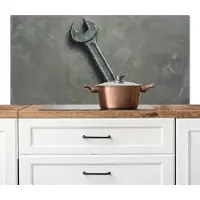 KitchenYeah Spatscherm keuken 120x60 cm - Kookplaat achterwand Steeksleutel - Schilderij - Gereedschap - Verf - Muurbeschermer - Spatwand fornuis - Hoogwaardig aluminium