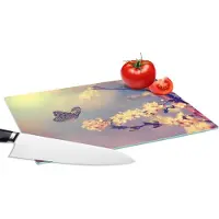 KitchenYeah Glazen Snijplank - 28x20 - Vlinders - Bloesem - Tak - Boom - Snijplanken Glas